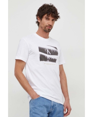 Calvin Klein Jeans t-shirt bawełniany męski kolor biały z nadrukiem