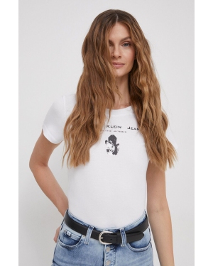 Calvin Klein Jeans t-shirt bawełniany damski kolor biały