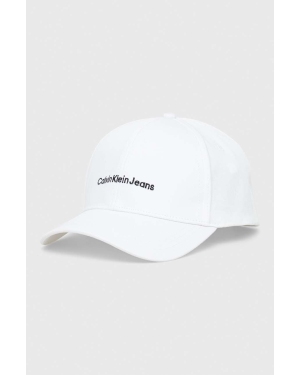 Calvin Klein Jeans czapka z daszkiem bawełniana kolor biały z aplikacją