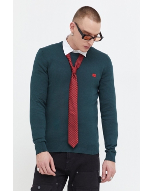HUGO sweter bawełniany kolor zielony lekki