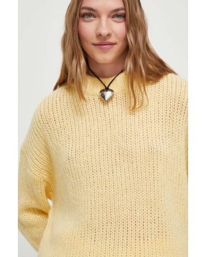 HUGO sweter wełniany damski kolor beżowy ciepły