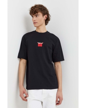 HUGO t-shirt bawełniany x Gremlins męski kolor czarny z nadrukiem