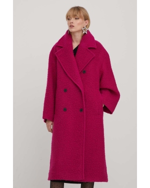 HUGO płaszcz wełniany kolor różowy przejściowy dwurzędowy