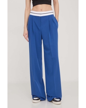 HUGO spodnie damskie kolor niebieski proste high waist
