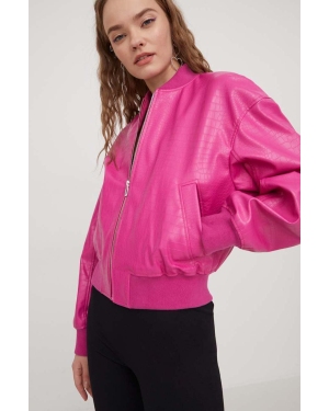 HUGO kurtka bomber damski kolor różowy przejściowa