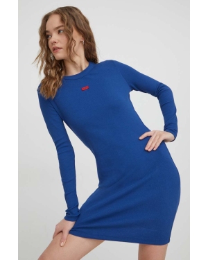 HUGO sukienka kolor niebieski mini dopasowana