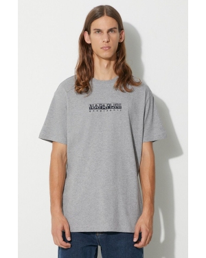 Napapijri t-shirt bawełniany S-BOX SS 4 kolor szary melanżowy NP0A4H8S1601