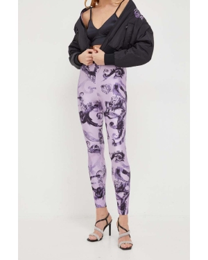 Versace Jeans Couture legginsy damskie kolor fioletowy wzorzyste