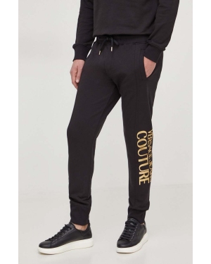 Versace Jeans Couture spodnie dresowe bawełniane kolor czarny z nadrukiem