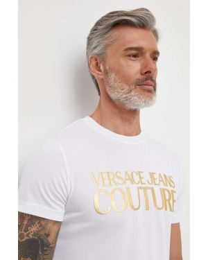 Versace Jeans Couture t-shirt bawełniany męski kolor biały z nadrukiem