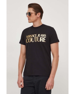Versace Jeans Couture t-shirt bawełniany męski kolor czarny z nadrukiem