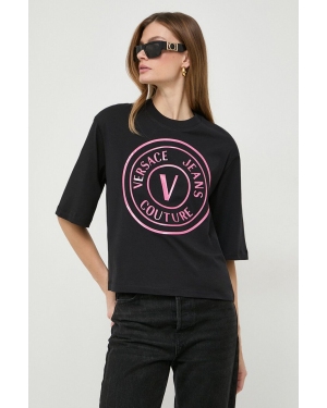 Versace Jeans Couture t-shirt bawełniany damski kolor czarny