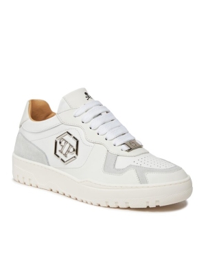PHILIPP PLEIN Sneakersy Mix Leather Lo Top Sneakers SADS USC0545 PLE010N 01 Biały