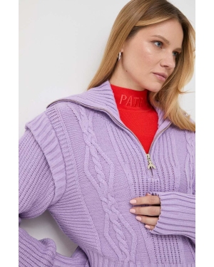 Patrizia Pepe sweter damski kolor fioletowy z golfem