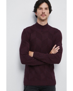 Medicine sweter męski kolor bordowy z półgolfem