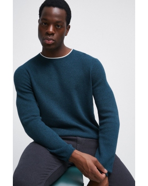 Medicine sweter bawełniany męski kolor turkusowy lekki