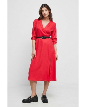 Medicine sukienka kolor czerwony midi rozkloszowana