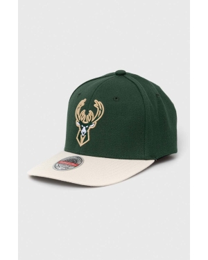 Mitchell&Ness czapka z daszkiem z domieszką wełny Milwaukee Bucks kolor zielony z aplikacją