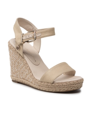 Tommy Hilfiger Espadryle Shiny Touches High Wedge Sandal FW0FW06180 Beżowy