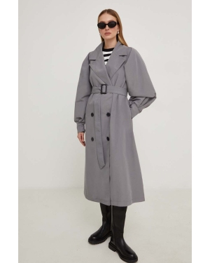 Answear Lab płaszcz X kolekcja limitowana NO SHAME damski kolor szary przejściowy dwurzędowy