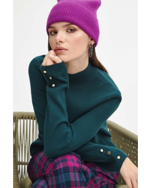 Medicine sweter damski kolor turkusowy z półgolfem