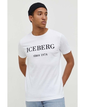 Iceberg t-shirt bawełniany męski kolor biały z nadrukiem