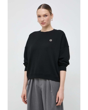 Twinset bluza bawełniana damska kolor czarny z aplikacją
