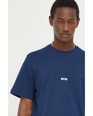 MSGM t-shirt bawełniany męski kolor granatowy z nadrukiem