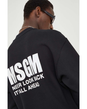 MSGM bluza bawełniana męska kolor czarny z nadrukiem
