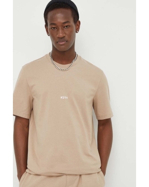 MSGM t-shirt bawełniany męski kolor beżowy z nadrukiem