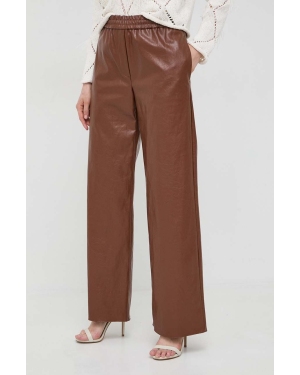 Weekend Max Mara spodnie damskie kolor brązowy proste high waist 2415131141600