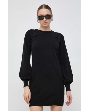 Twinset sukienka bawełniana kolor czarny mini prosta