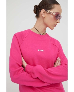 MSGM bluza bawełniana damska kolor różowy z nadrukiem