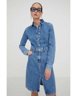 Karl Lagerfeld Jeans sukienka jeansowa kolor niebieski mini prosta
