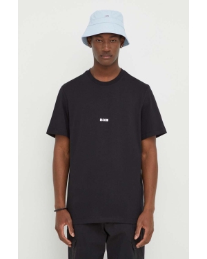 MSGM t-shirt bawełniany męski kolor czarny gładki