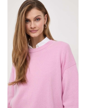 Weekend Max Mara sweter wełniany damski kolor różowy