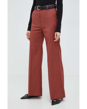 Weekend Max Mara spodnie wełniane kolor czerwony dzwony high waist 2415131081600