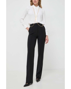 Elisabetta Franchi spodnie damskie kolor czarny proste high waist PA03141E2