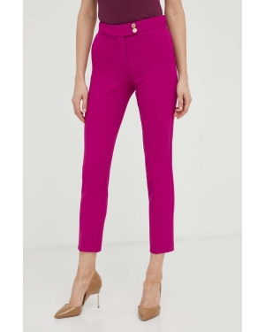 Liu Jo spodnie damskie kolor fioletowy proste medium waist
