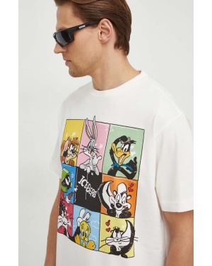 Iceberg t-shirt bawełniany x Looney Tunes męski kolor beżowy z nadrukiem