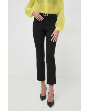 Twinset spodnie damskie kolor czarny fason cygaretki high waist