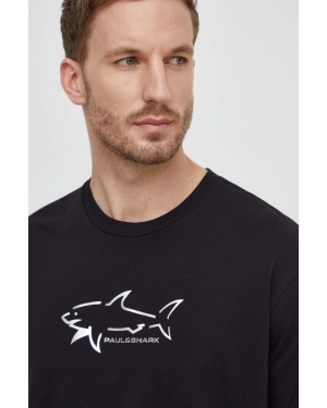 Paul&Shark t-shirt bawełniany męski kolor czarny z nadrukiem 23411198