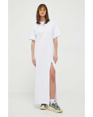 MSGM sukienka bawełniana kolor biały maxi oversize