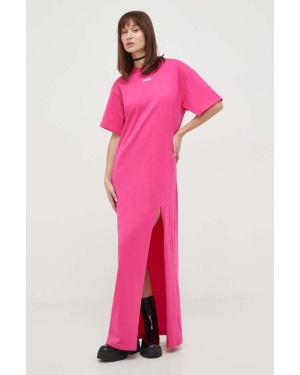 MSGM sukienka bawełniana kolor różowy maxi oversize