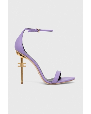 Elisabetta Franchi sandały skórzane kolor fioletowy SA23B41E2