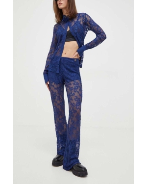 Blugirl Blumarine spodnie damskie kolor granatowy dzwony medium waist