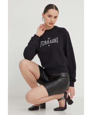 Chiara Ferragni bluza bawełniana damska kolor czarny z aplikacją