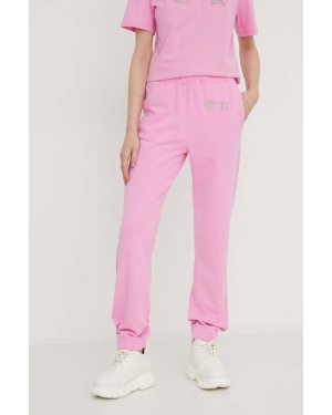 Chiara Ferragni spodnie dresowe kolor różowy z aplikacją