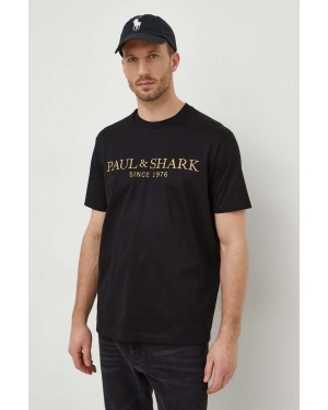Paul&Shark t-shirt bawełniany męski kolor czarny z aplikacją