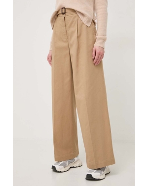 Weekend Max Mara spodnie damskie kolor beżowy szerokie high waist